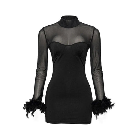 Rochie Hottie Black Feathers