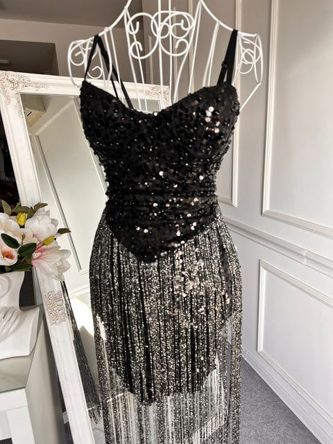 Rochie Luxury Cu franjuri si paiete Sellyna