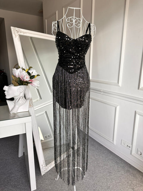 Rochie Luxury Cu franjuri si paiete Sellyna