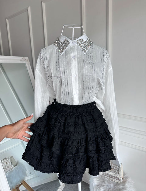 Fusta de dama neagra cu dantela