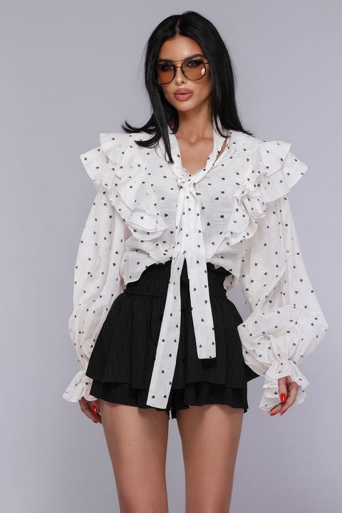 Camasa cu volane White Dots