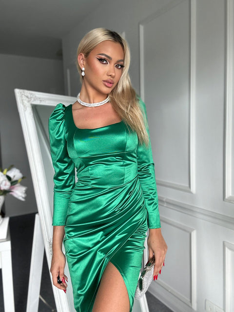 Rochie Verde din satin Bellamys 