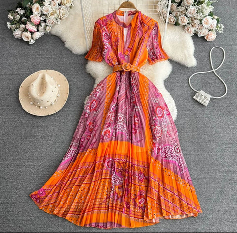 Rochie de dama plisata Bella Orange