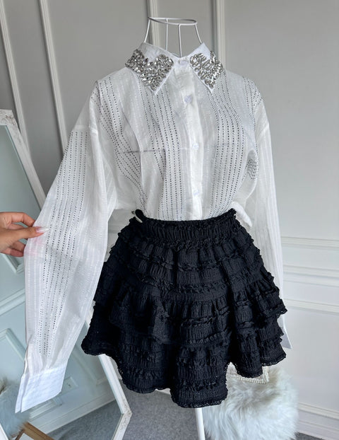 Fusta de dama neagra cu dantela