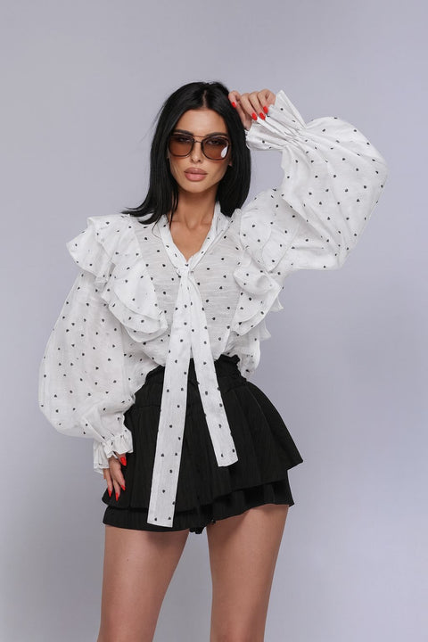Camasa cu volane White Dots