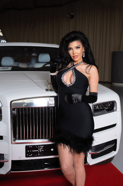 Rochie Luxury cu puf si pietre Black Bellisima