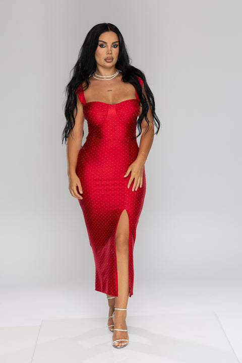 Rochie eleganta rosie Diamond Mellisy