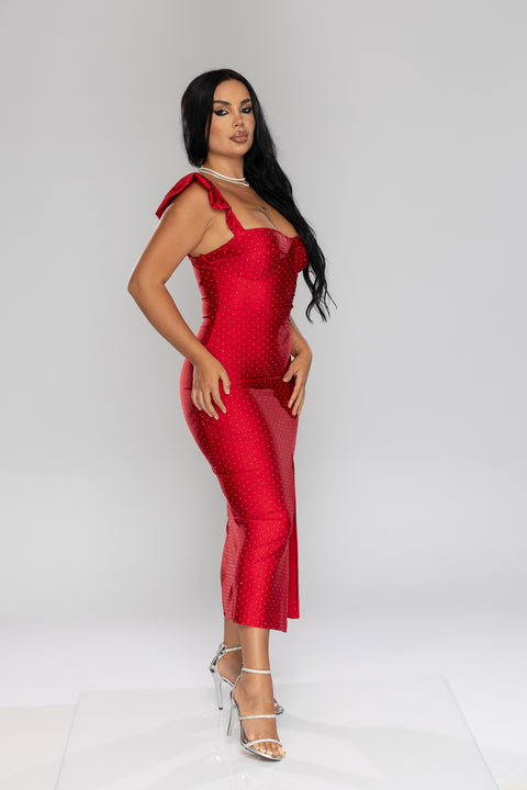 Rochie eleganta rosie Diamond Mellisy