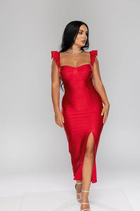 Rochie eleganta rosie Diamond Mellisy