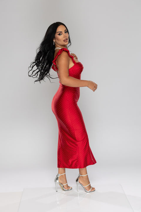 Rochie eleganta rosie Diamond Mellisy