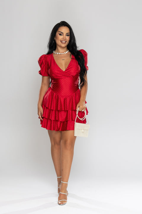 Rochie Mini cu volane shine Red
