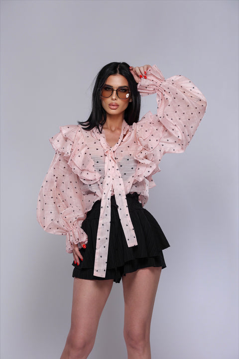 Camasa cu volane Roze Dots