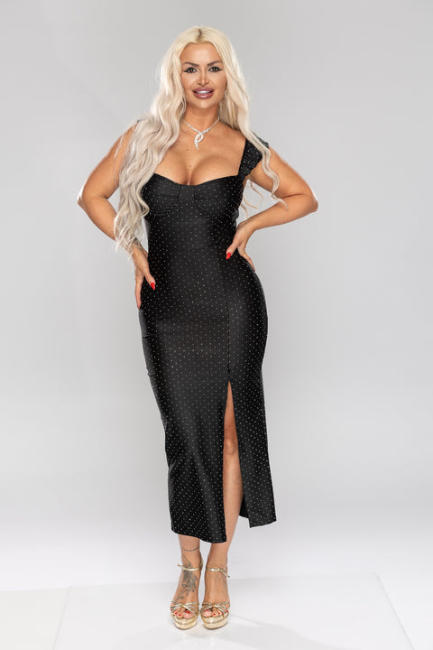 Rochie eleganta negra Diamond Mellisy