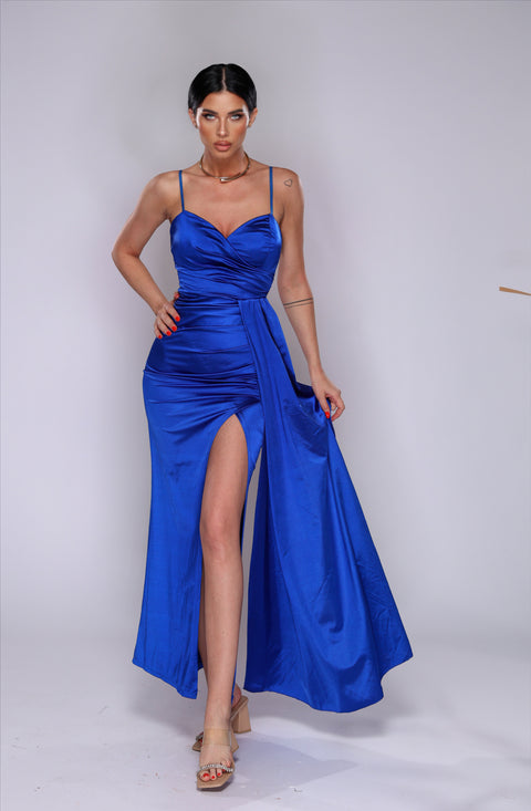 Rochie din satin de ocazie Zonia Blue