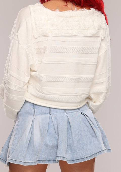 Bluza alba oversized cu design