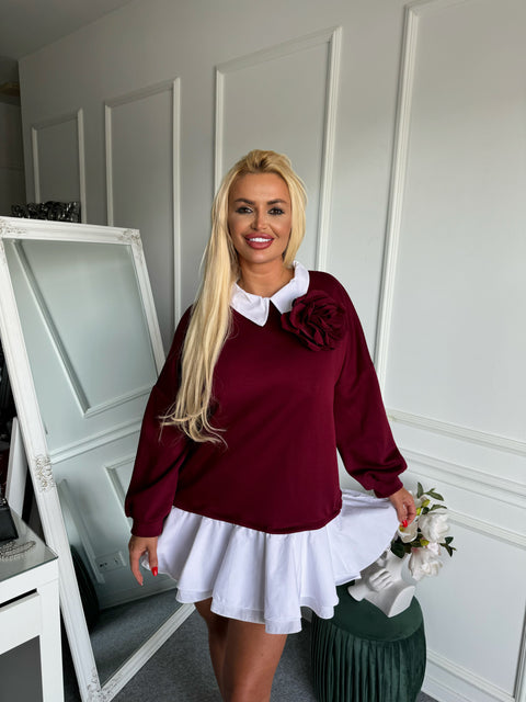 Rochie Roses Bordo cu volane
