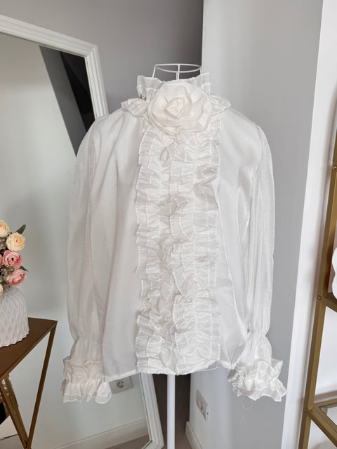 Camasa Luxury alba cu volane Anabell