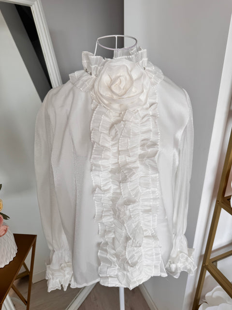 Camasa Luxury alba cu volane Anabell