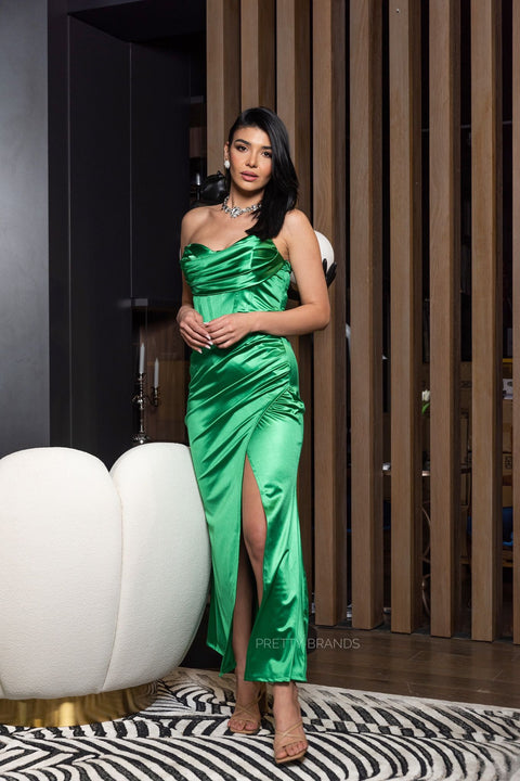 Rochie din satin Green Corset