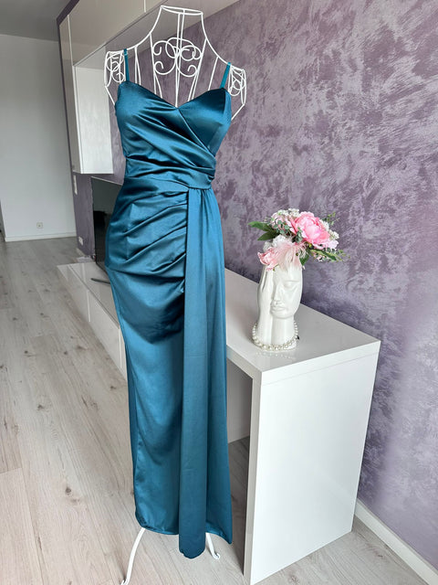 Rochie din satin de ocazie Turquoise Zonia