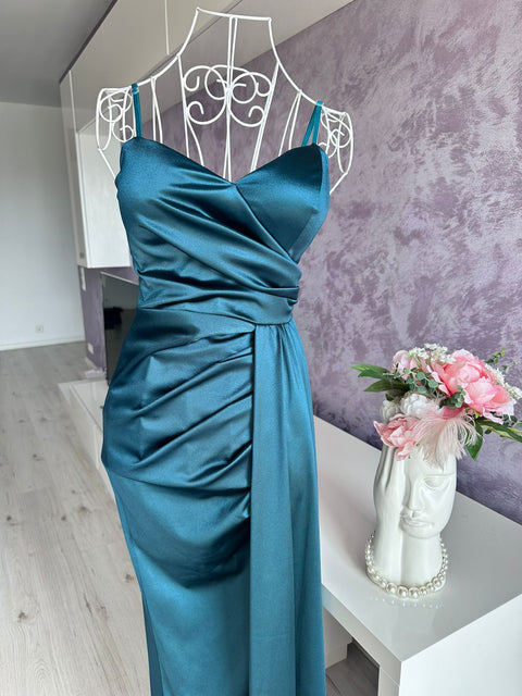 Rochie din satin de ocazie Turquoise Zonia