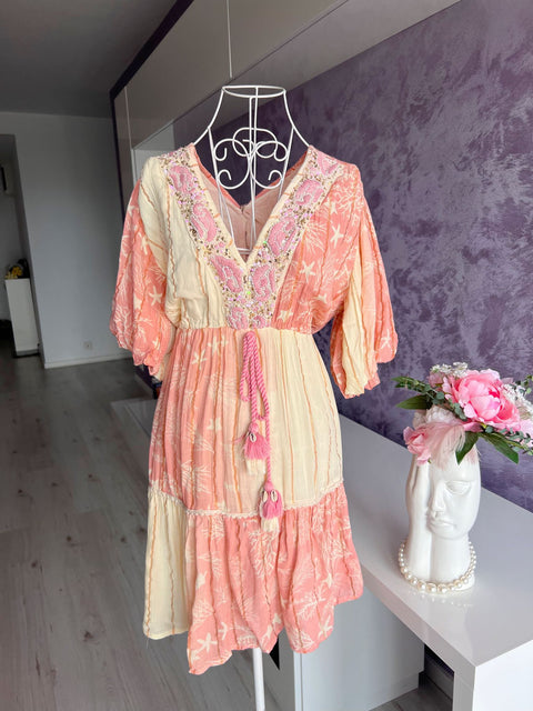 Rochie de vara Luxury roze cu scoici