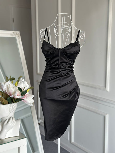 Rochie din satin Mellyta Black