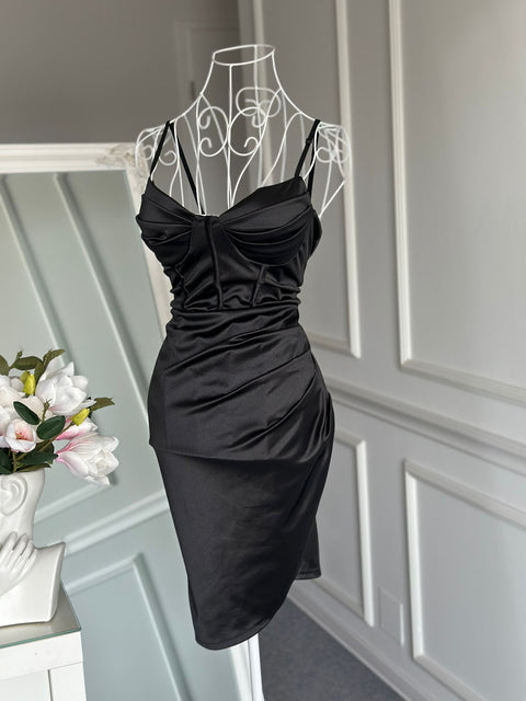 Rochie din satin Mellyta Black
