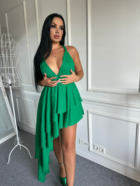 Rochie Cu volane melted Green Danysa