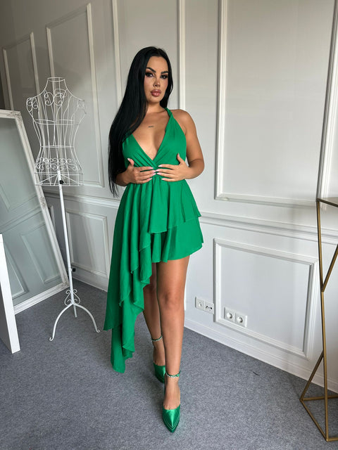 Rochie Cu volane melted Green Danysa