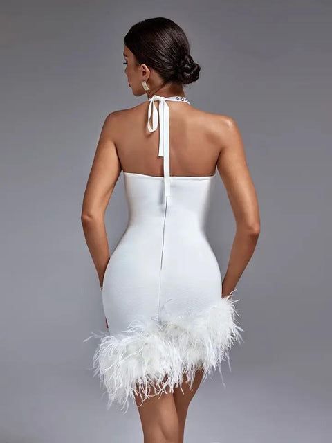 Rochie Luxury cu puf si pietre white Bellisima