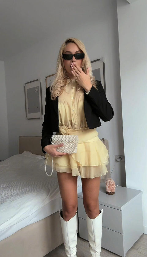 Rochie cu Volane Kimmy Yellow