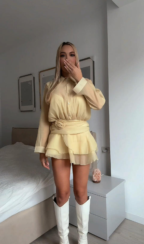 Rochie cu Volane Kimmy Yellow